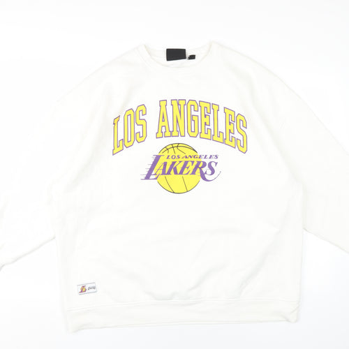 NBA Womens White Cotton Pullover Sweatshirt Size 14 Pullover - Los Angeles Lakers