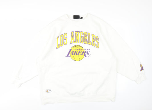 NBA Womens White Cotton Pullover Sweatshirt Size 14 Pullover - Los Angeles Lakers