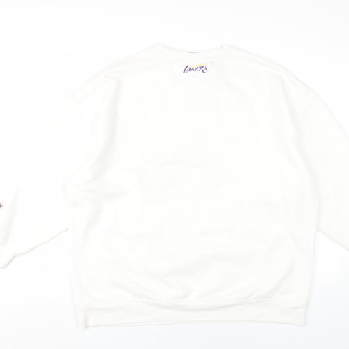 NBA Womens White Cotton Pullover Sweatshirt Size 14 Pullover - Los Angeles Lakers