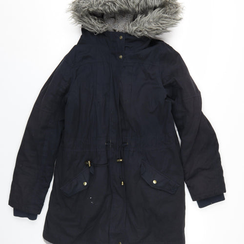 Oasis Womens Black Parka Coat Size M Zip