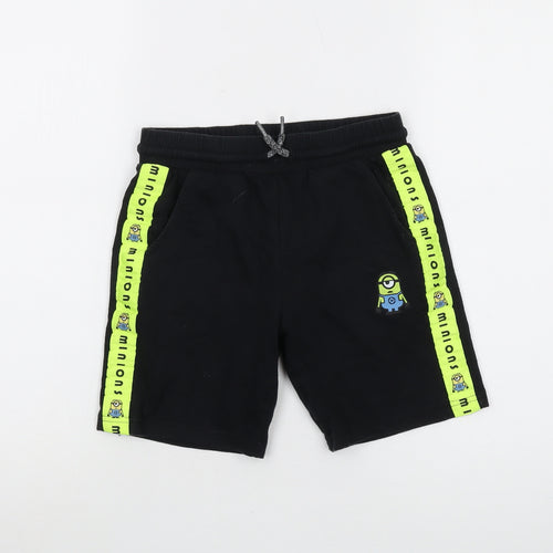 Minions Boys Black Cotton Sweat Shorts Size 7-8 Years Regular Drawstring