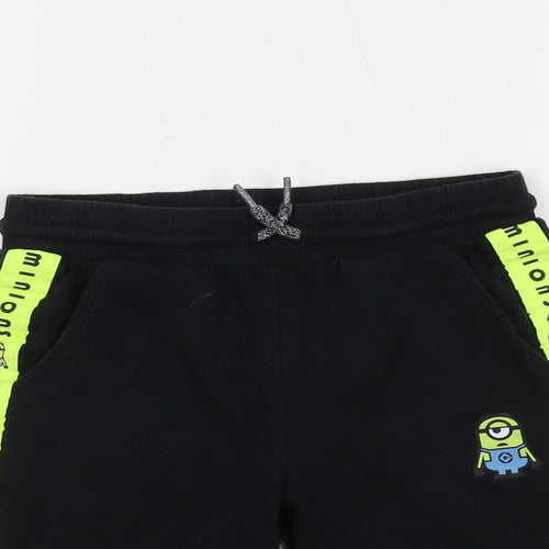 Minions Boys Black Cotton Sweat Shorts Size 7-8 Years Regular Drawstring