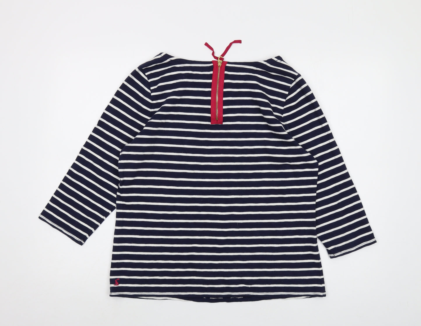 Joules Womens Blue Striped Cotton Basic T-Shirt Size 14 Round Neck