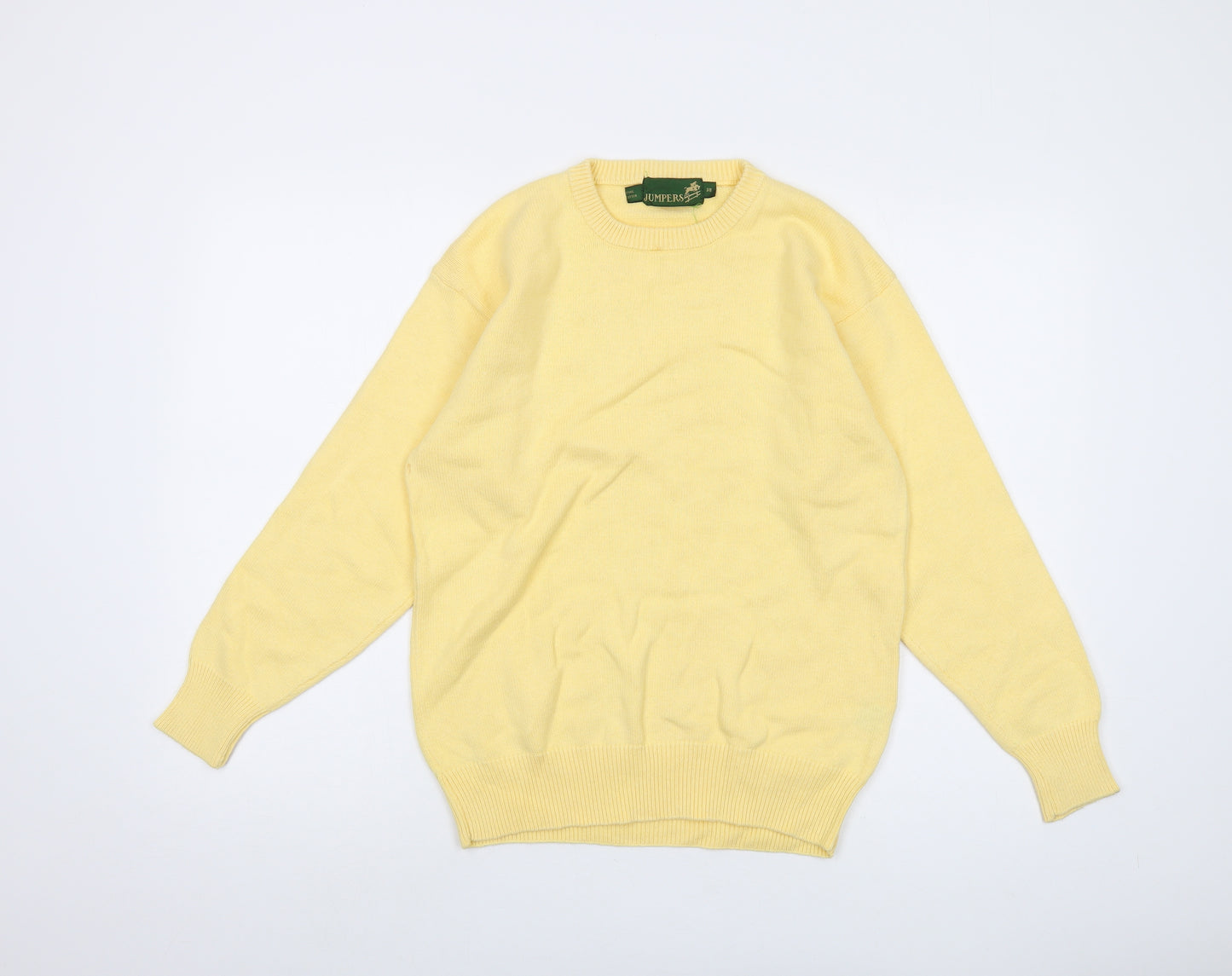 Jumpers Womens Yellow Crew Neck Cotton Pullover Jumper Size 10