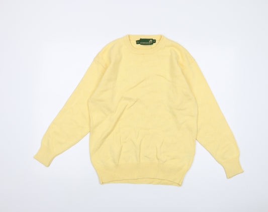 Jumpers Womens Yellow Crew Neck Cotton Pullover Jumper Size 10