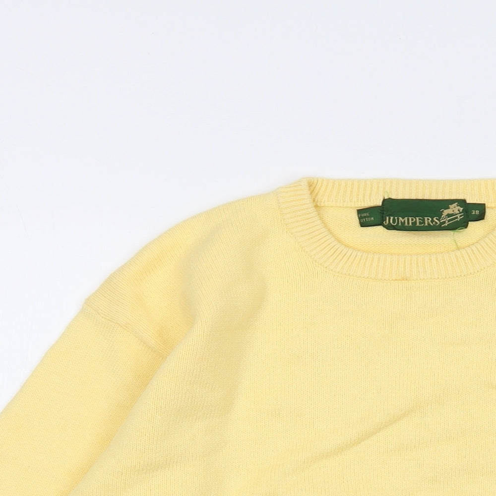 Jumpers Womens Yellow Crew Neck Cotton Pullover Jumper Size 10