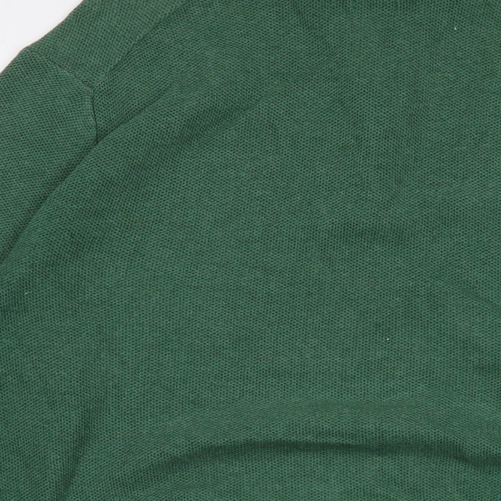 Polo Ralph Lauren Mens Green Mock Neck Cotton Pullover Jumper Size L Long Sleeve