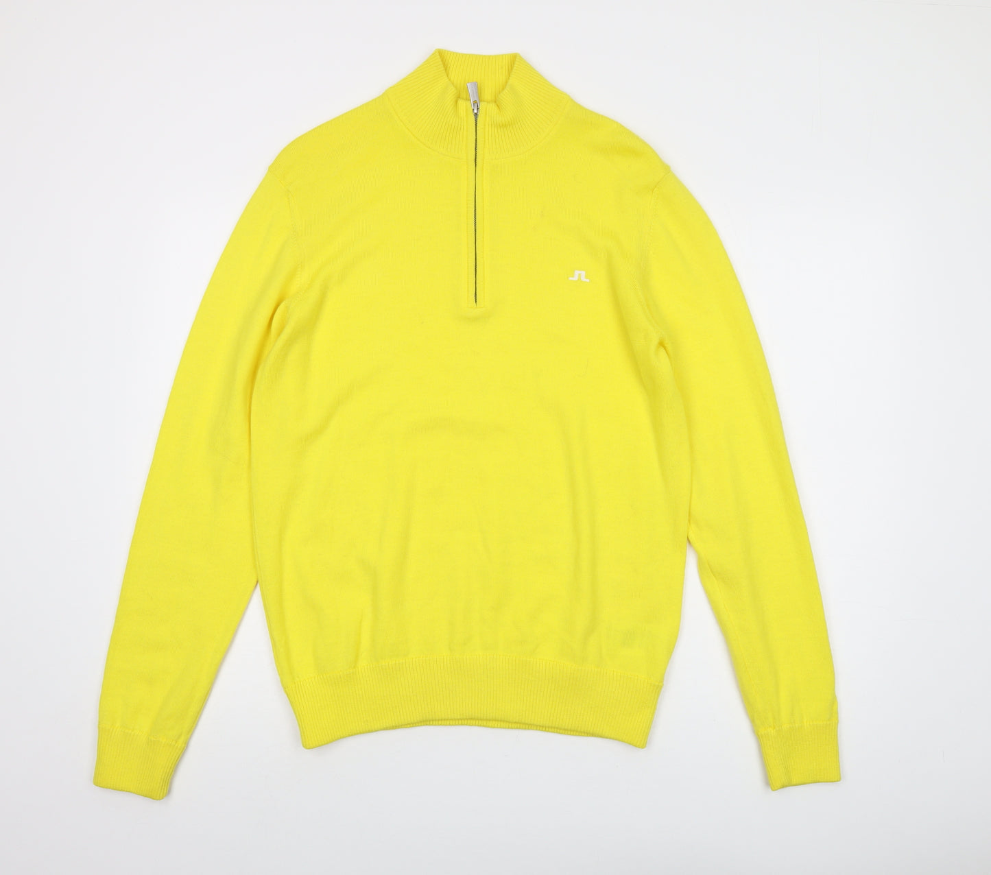 J.Lindeberg Mens Yellow Mock Neck Wool Pullover Jumper Size L Long Sleeve