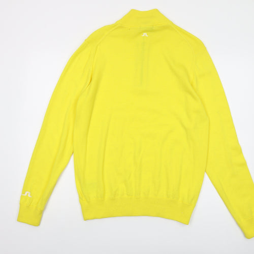 J.Lindeberg Mens Yellow Mock Neck Wool Pullover Jumper Size L Long Sleeve