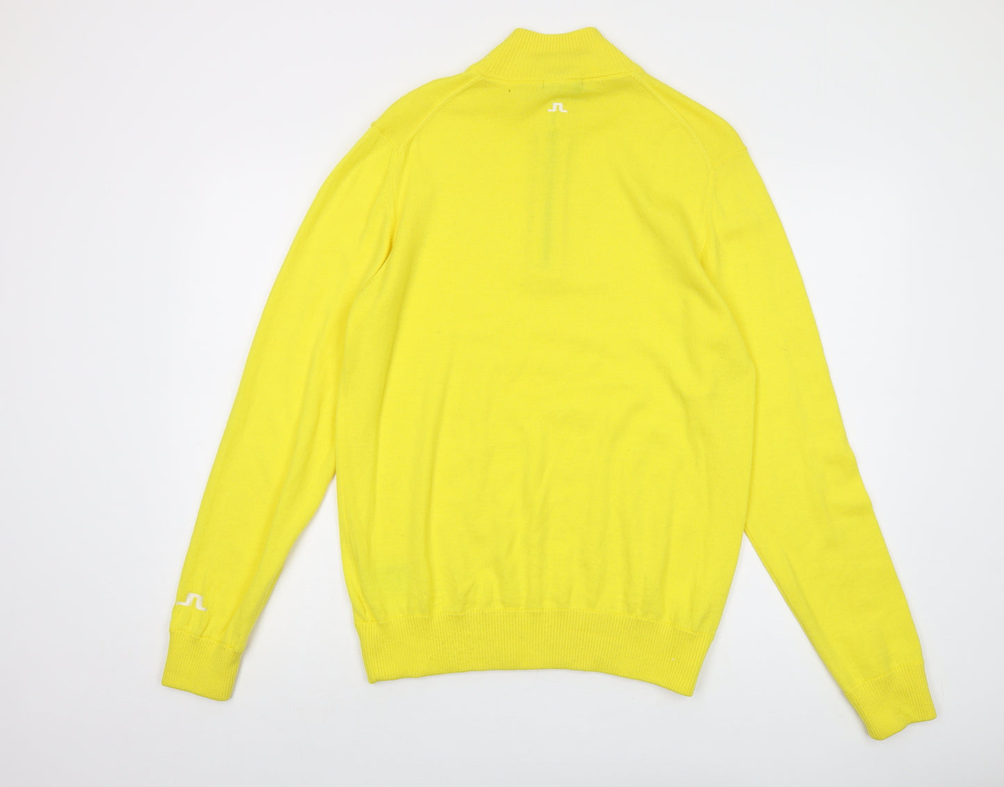 J.Lindeberg Mens Yellow Mock Neck Wool Pullover Jumper Size L Long Sleeve