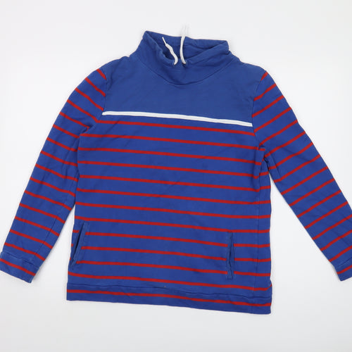 Equestrian Womens Blue Striped Cotton Pullover Sweatshirt Size 14 Pullover