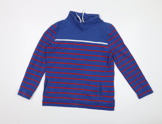 Equestrian Womens Blue Striped Cotton Pullover Sweatshirt Size 14 Pullover