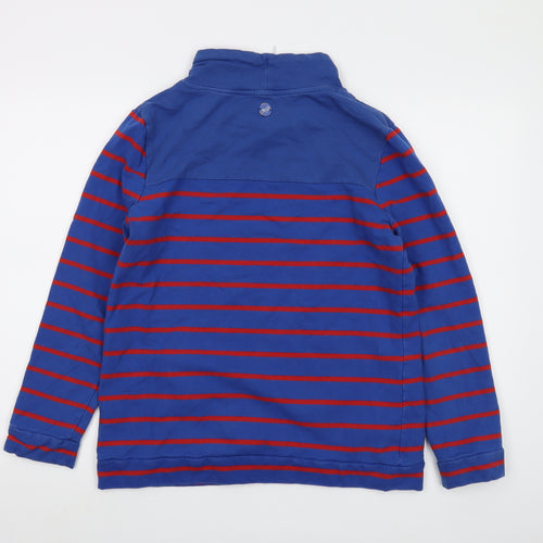 Equestrian Womens Blue Striped Cotton Pullover Sweatshirt Size 14 Pullover