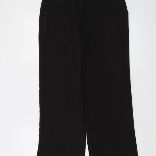 ICHI Womens Black Polyester Trousers Size 8 L30 in Regular Hook & Eye
