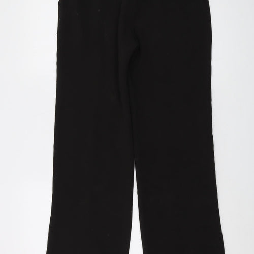ICHI Womens Black Polyester Trousers Size 8 L30 in Regular Hook & Eye
