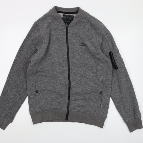 DNM Dissident Mens Grey Cotton Full Zip Sweatshirt Size M