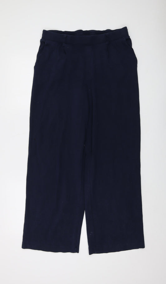 Lands' End Womens Blue Cotton Trousers Size M L29 in Regular