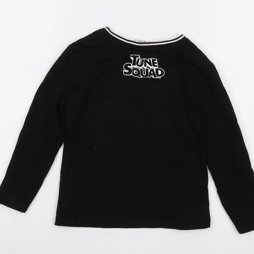 Space Jam Boys Black Cotton Basic T-Shirt Size 4-5 Years Crew Neck Pullover - Tune Squad