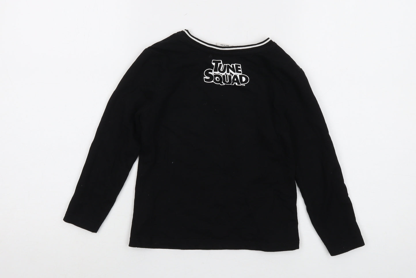 Space Jam Boys Black Cotton Basic T-Shirt Size 4-5 Years Crew Neck Pullover - Tune Squad