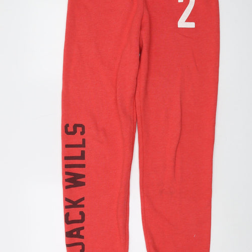 Jack Wills Womens Red Cotton Sweatpants Trousers Size 12 L31 in Regular Drawstring