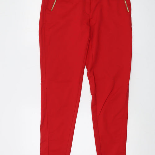 Mango Womens Red Cotton Chino Trousers Size 10 L30 in Regular Button