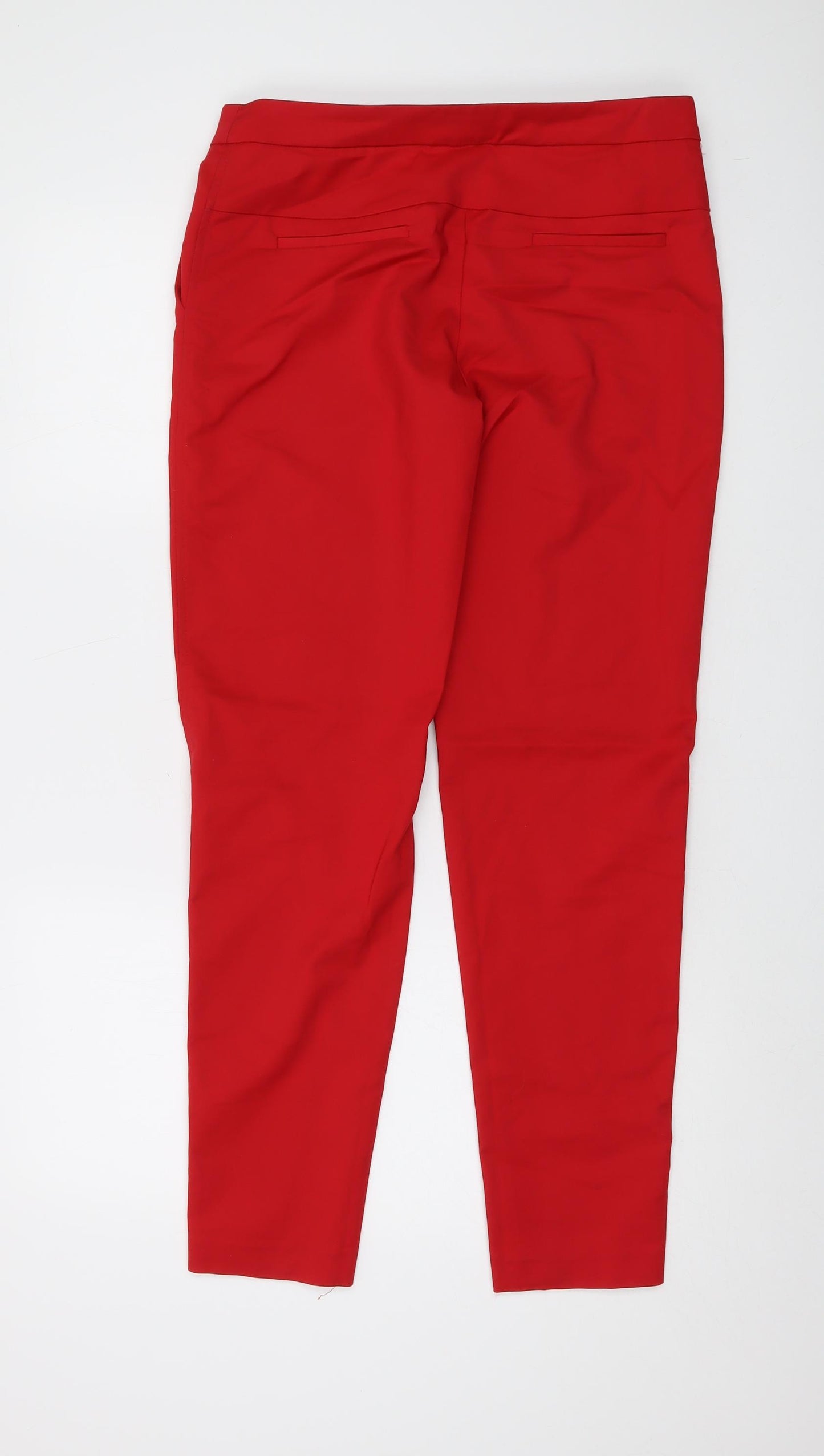 Mango Womens Red Cotton Chino Trousers Size 10 L30 in Regular Button