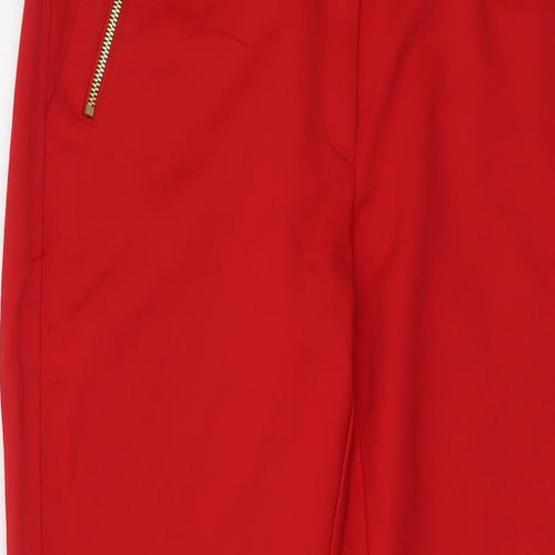 Mango Womens Red Cotton Chino Trousers Size 10 L30 in Regular Button