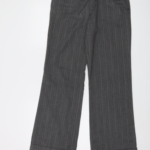 Mexx Womens Grey Striped Polyester Trousers Size 12 L30 in Regular Zip