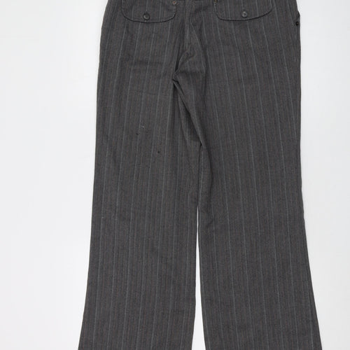 Mexx Womens Grey Striped Polyester Trousers Size 12 L30 in Regular Zip