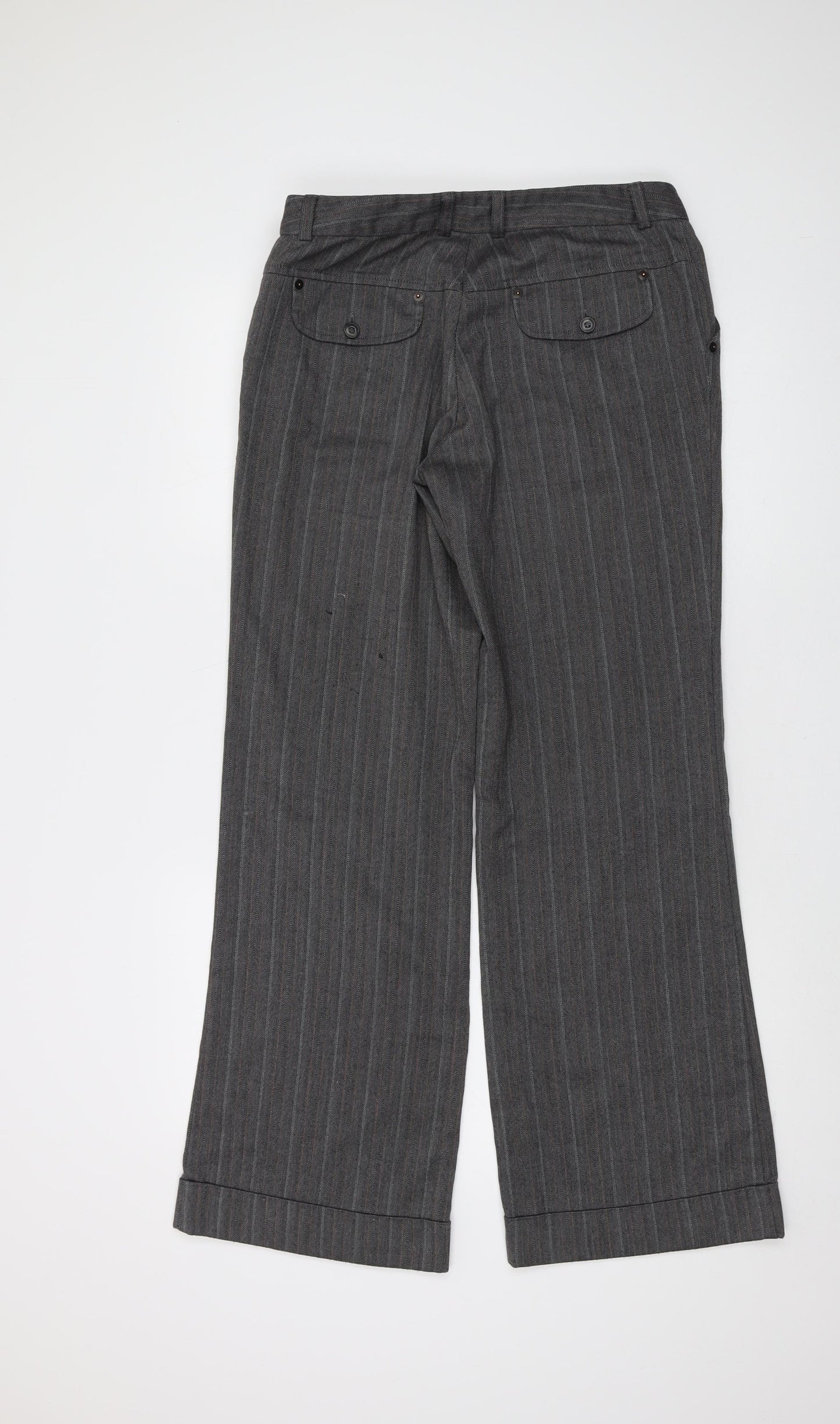 Mexx Womens Grey Striped Polyester Trousers Size 12 L30 in Regular Zip