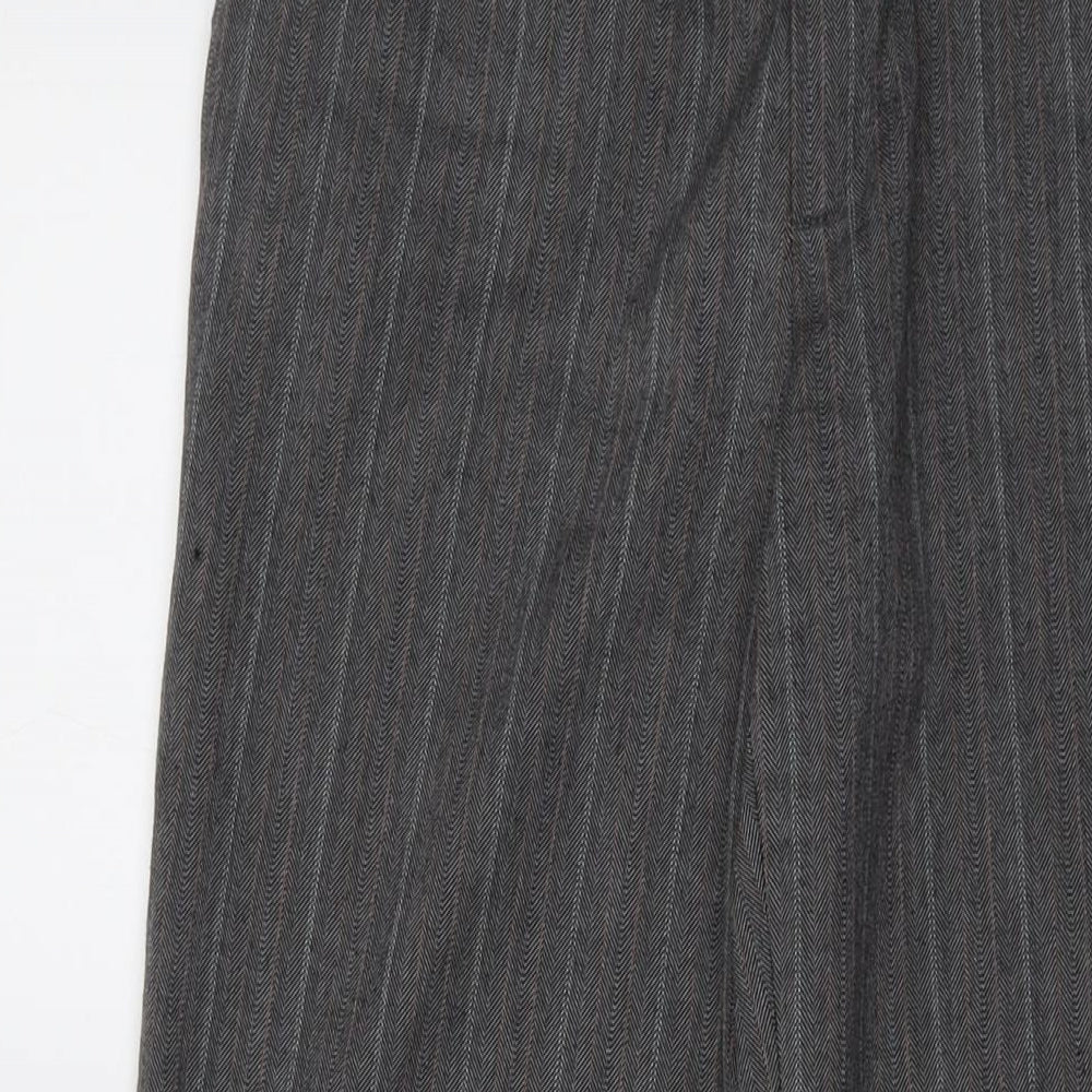 Mexx Womens Grey Striped Polyester Trousers Size 12 L30 in Regular Zip