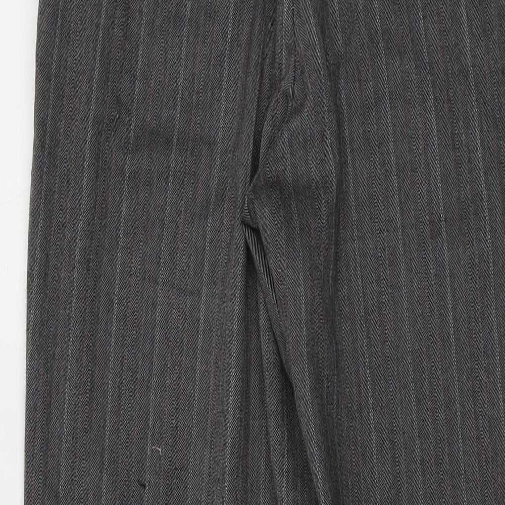 Mexx Womens Grey Striped Polyester Trousers Size 12 L30 in Regular Zip