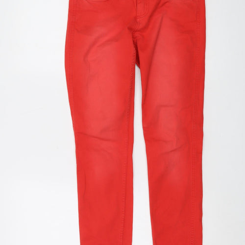 MOTIVI Womens Red Cotton Skinny Jeans Size 10 L31 in Regular Button