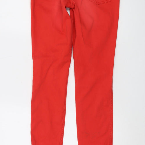 MOTIVI Womens Red Cotton Skinny Jeans Size 10 L31 in Regular Button