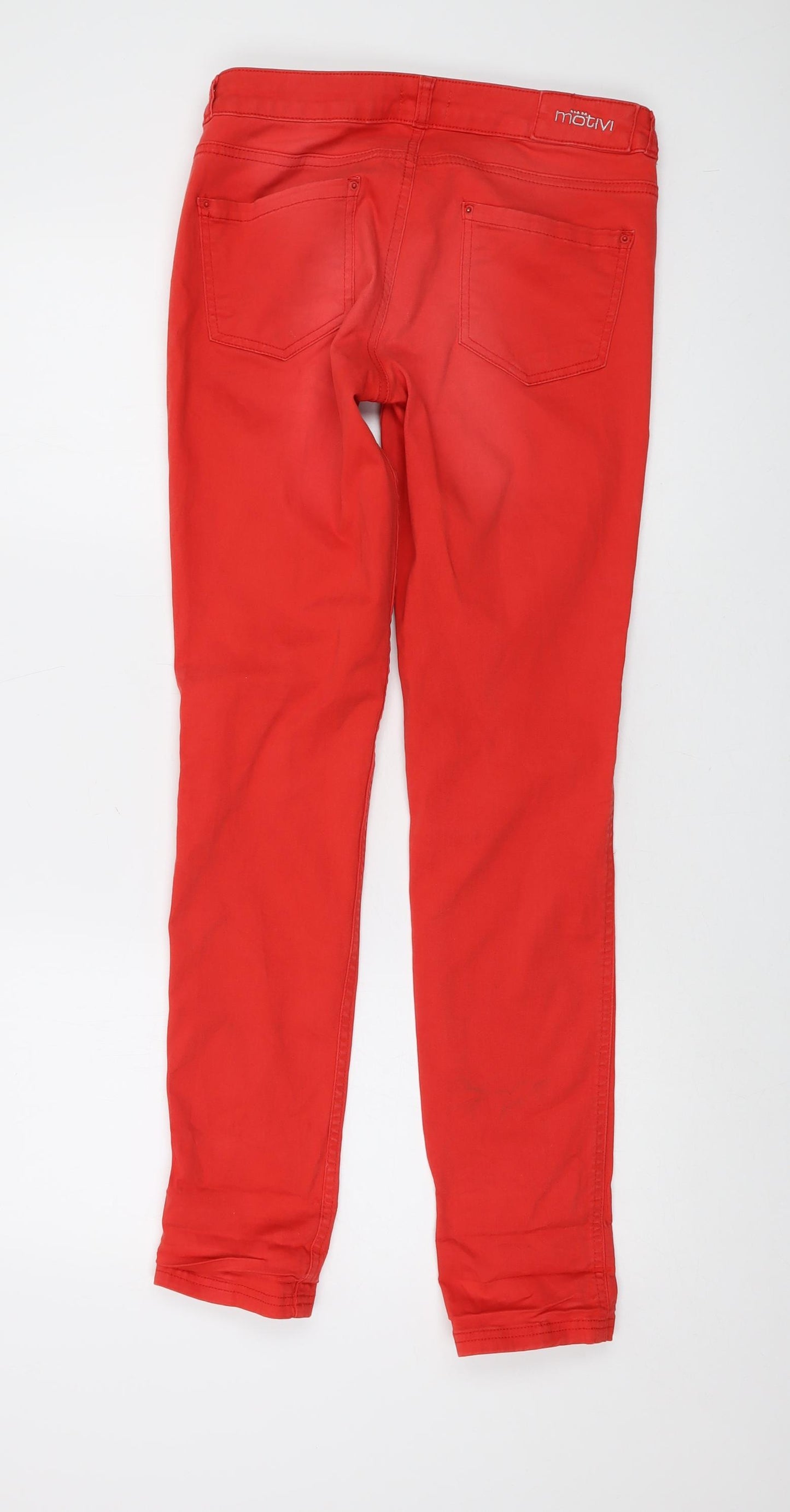 MOTIVI Womens Red Cotton Skinny Jeans Size 10 L31 in Regular Button