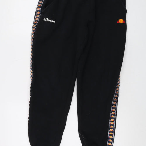 ellesse Womens Black Cotton Trousers Size M L26 in Regular Drawstring