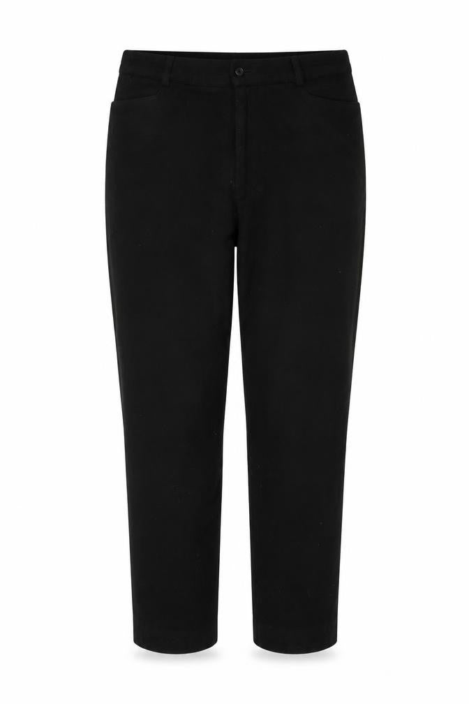 Front view of Limehaus women’s black viscose trousers, size L, 28-inch leg regular button