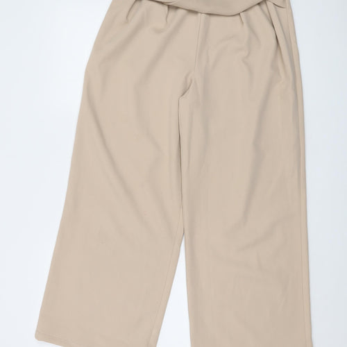 Nasty Gal Womens Beige Polyester Trousers Size 8 L26 in Regular Zip