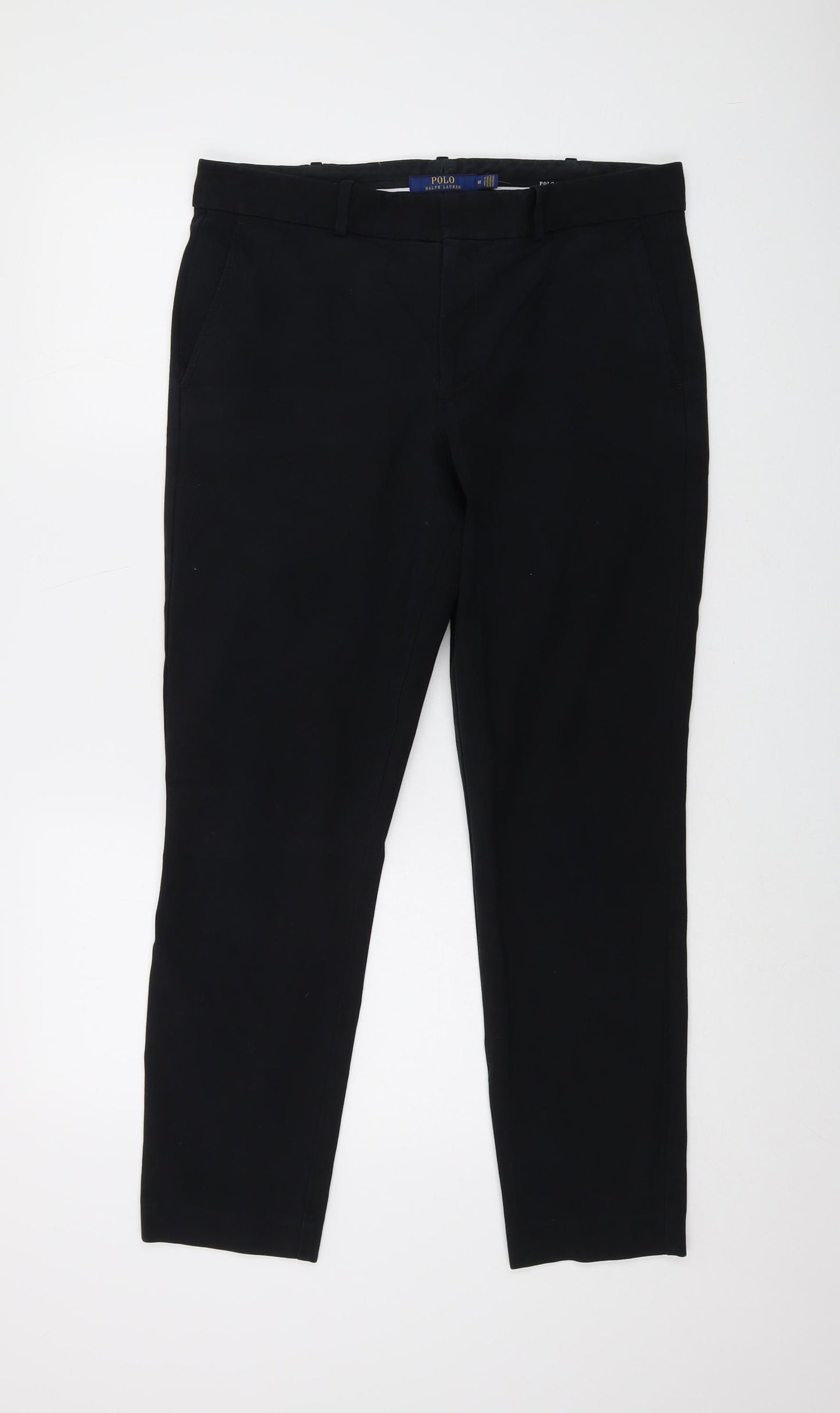 Polo Ralph Lauren Womens Black Cotton Trousers Size 10 L28 in Regular Button