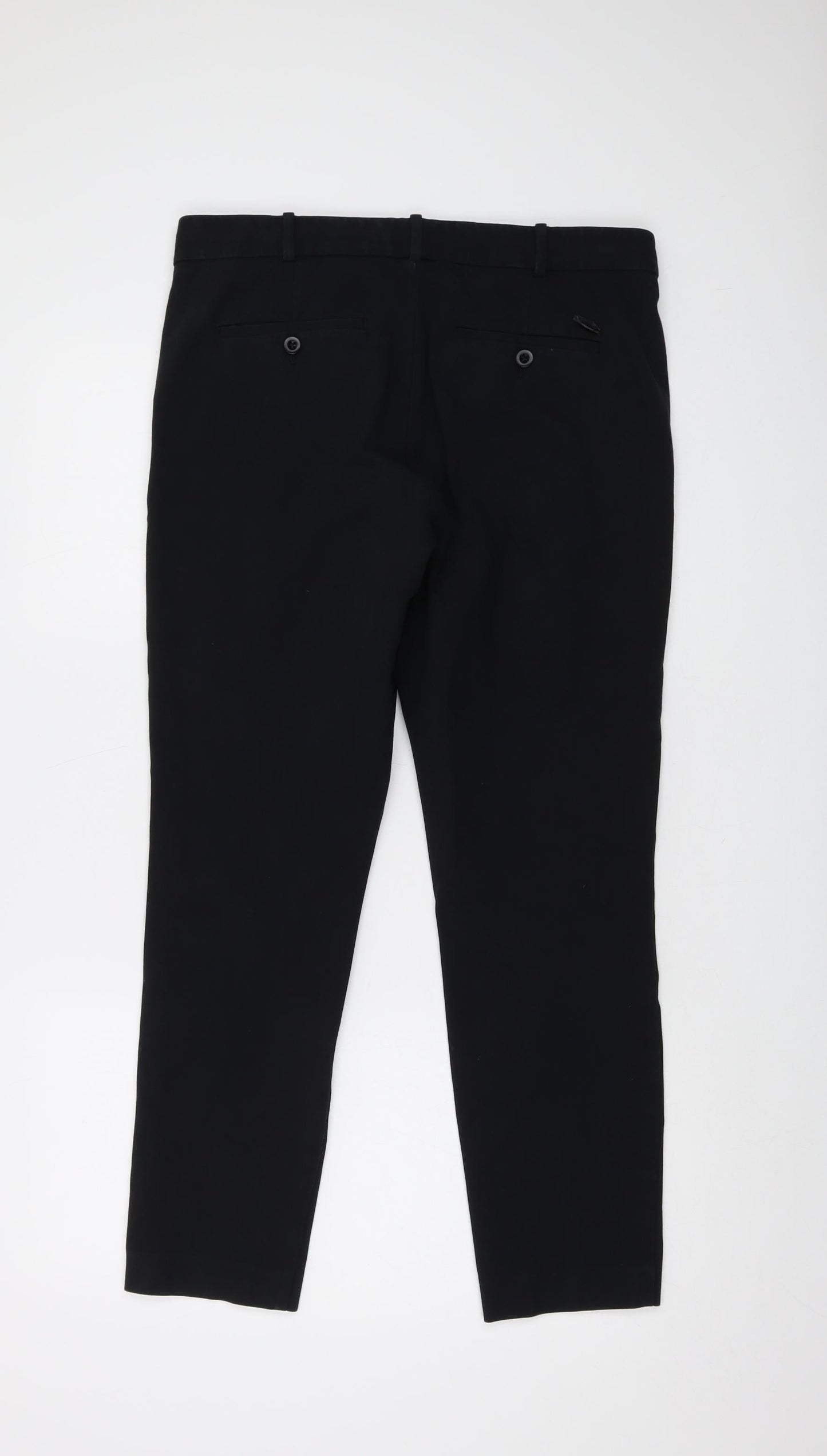 Polo Ralph Lauren Womens Black Cotton Trousers Size 10 L28 in Regular Button