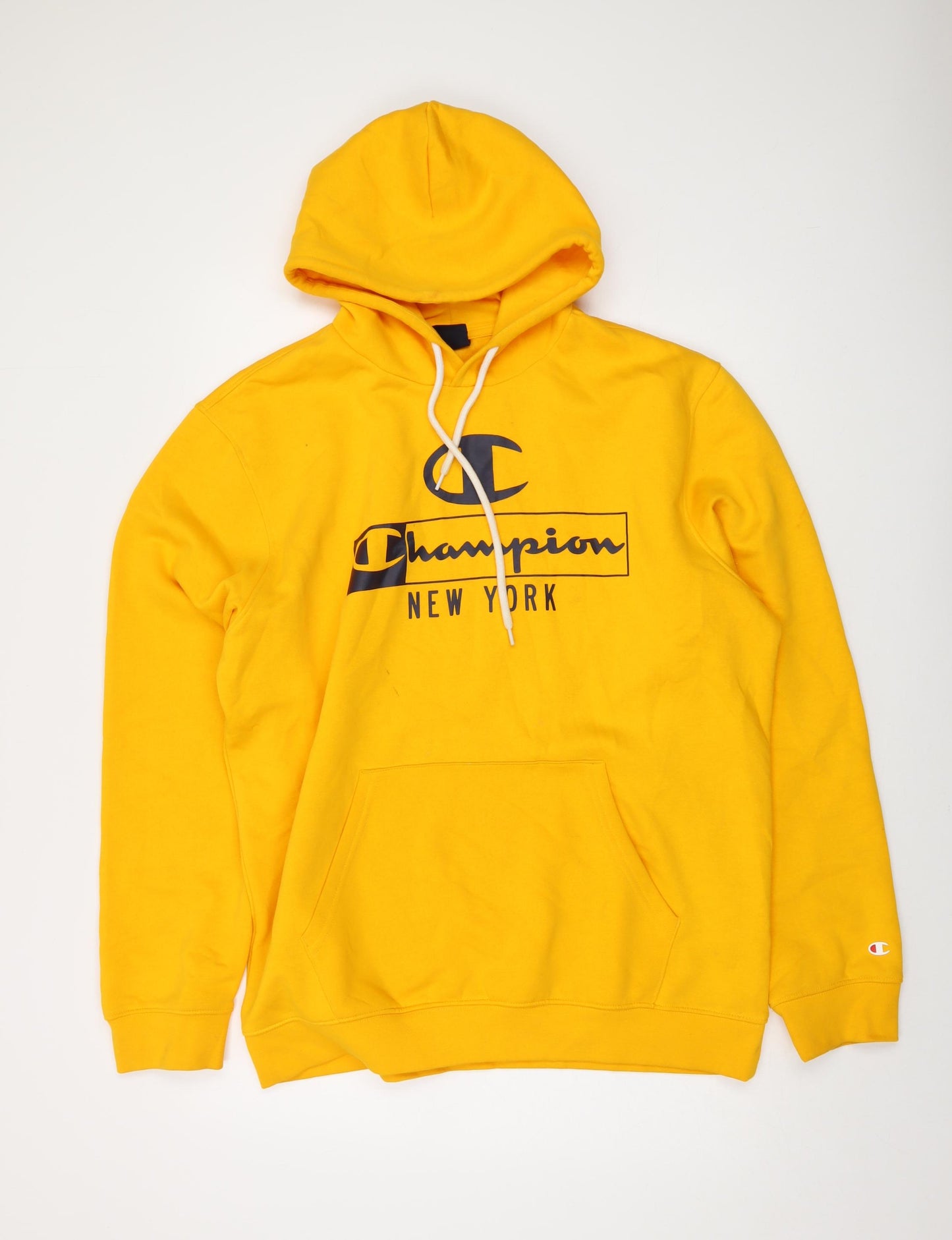 Champion Mens Yellow Cotton Pullover Hoodie Size XL