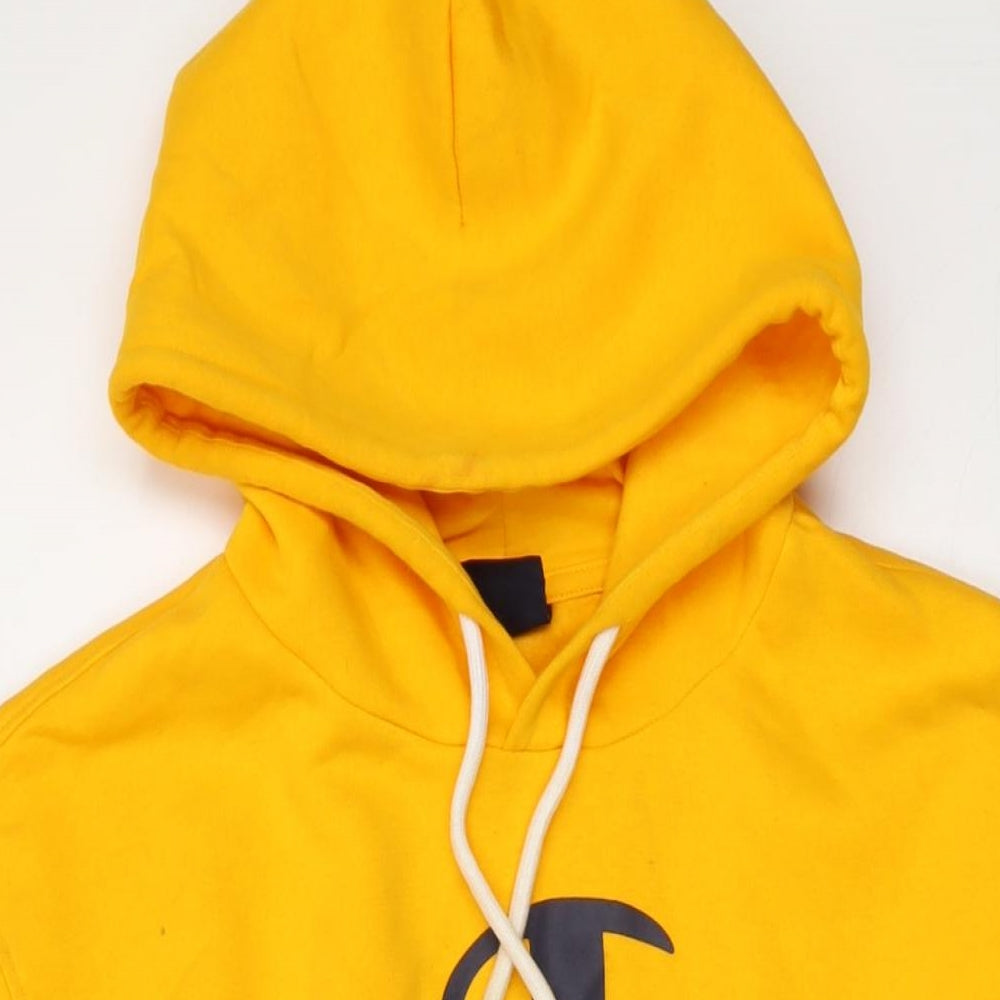 Champion Mens Yellow Cotton Pullover Hoodie Size XL