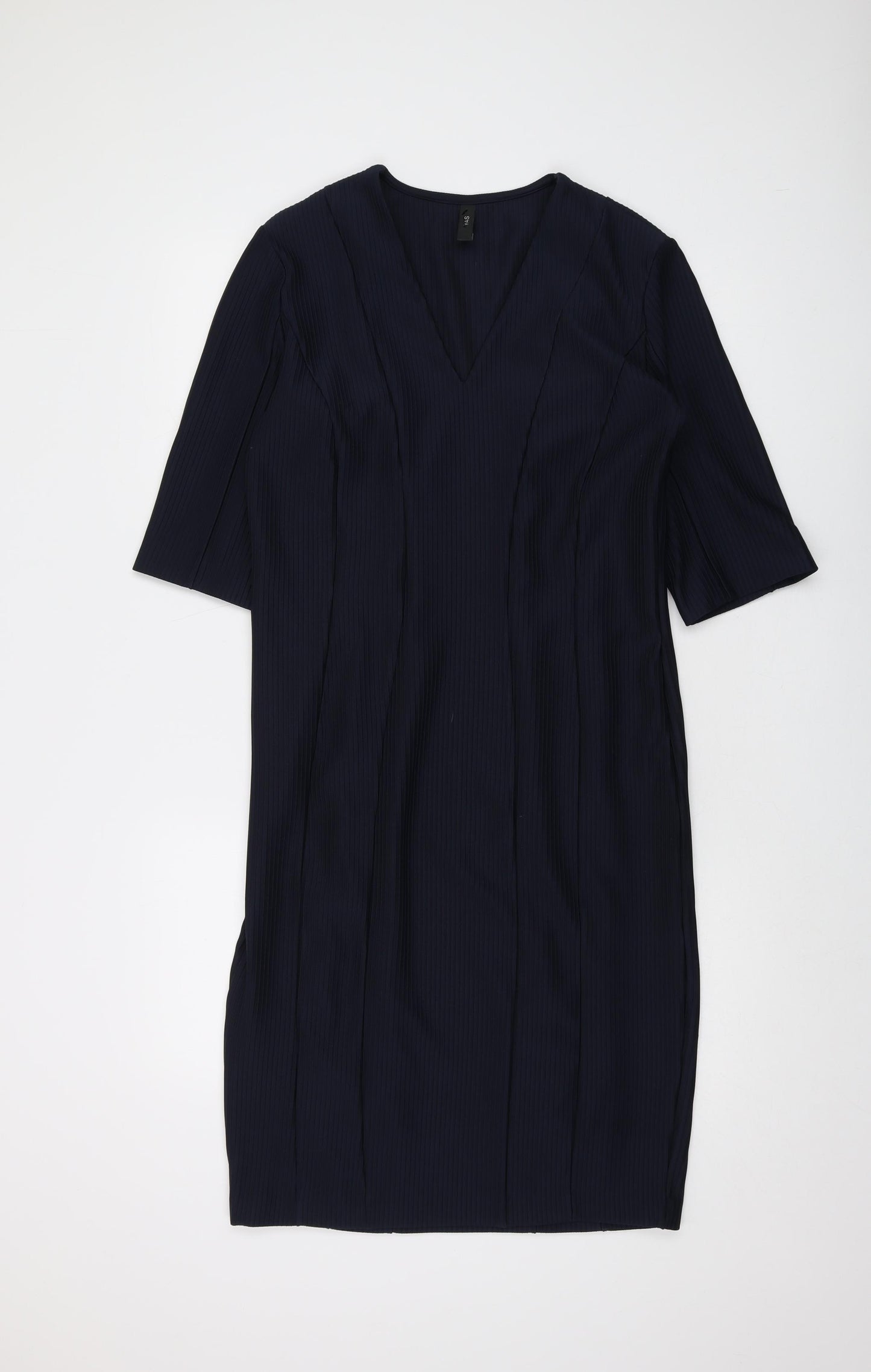 YAS Womens Blue Polyester Bodycon Size L V-Neck Zip
