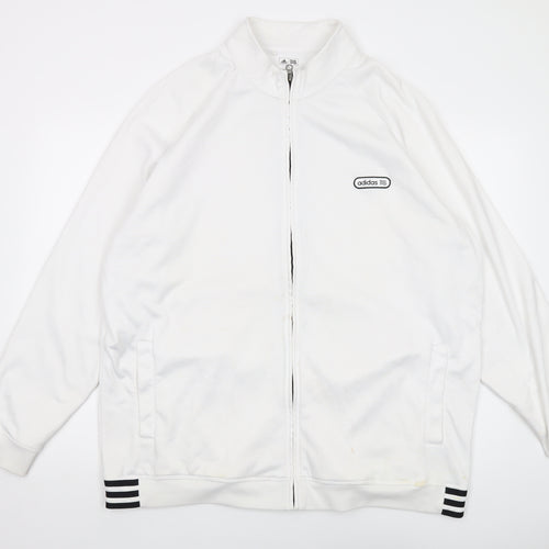 adidas Mens White Polyester Full Zip Sweatshirt Size 2XL