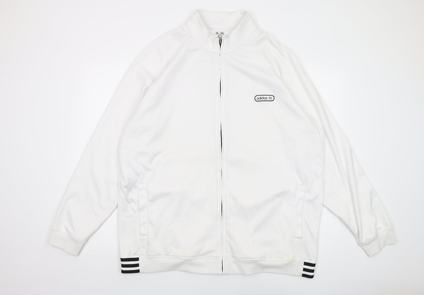 adidas Mens White Polyester Full Zip Sweatshirt Size 2XL