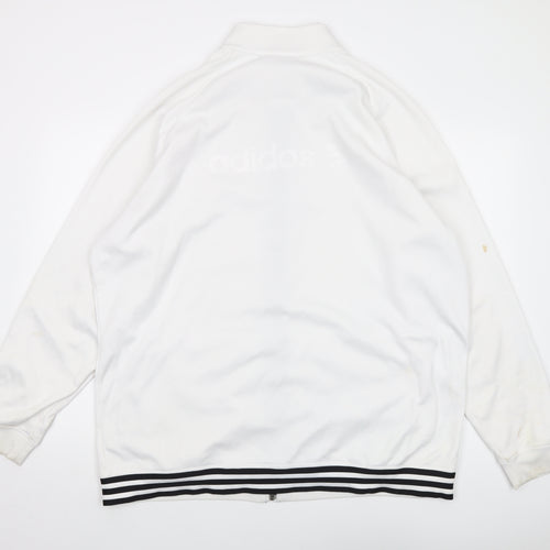 adidas Mens White Polyester Full Zip Sweatshirt Size 2XL