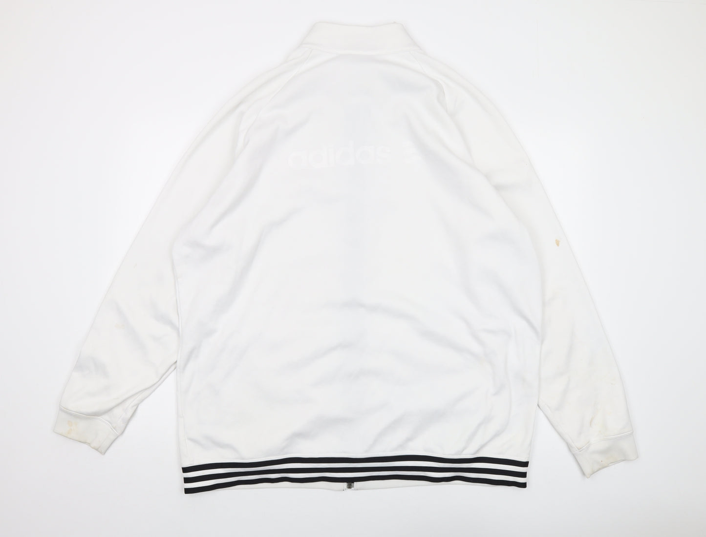 adidas Mens White Polyester Full Zip Sweatshirt Size 2XL