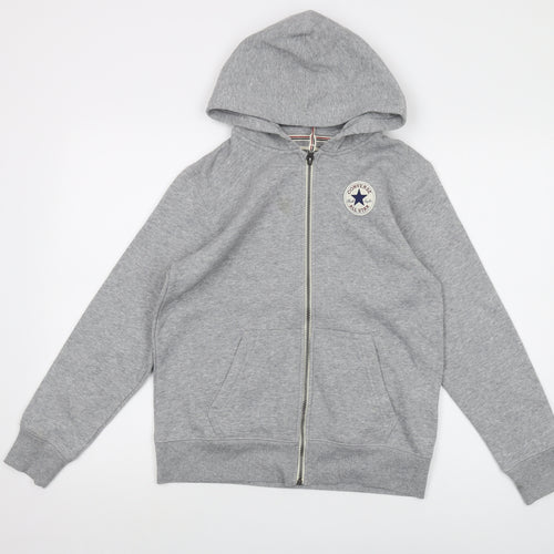 Converse Boys Grey Cotton Full Zip Hoodie Size 12-13 Years Zip