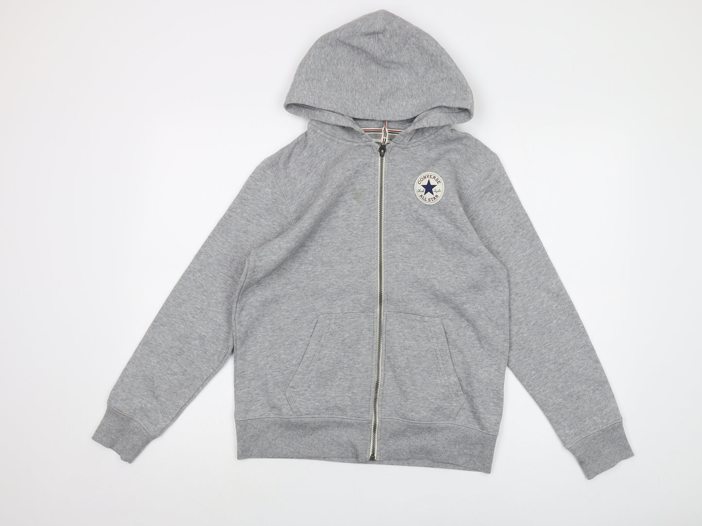 Converse Boys Grey Cotton Full Zip Hoodie Size 12-13 Years Zip