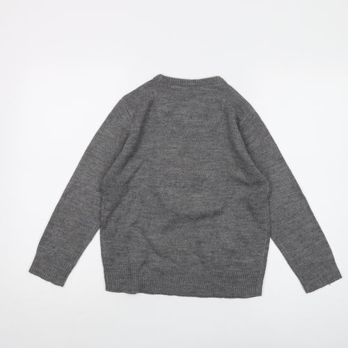 Brave Soul Boys Grey Crew Neck Acrylic Pullover Jumper Size 11-12 Years Pullover - Christmas